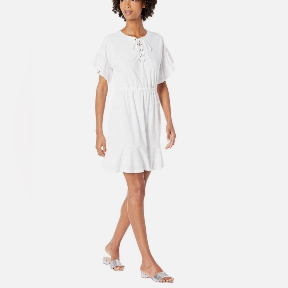 Michael Kors Faux Eyelet Lace Up Front Dress